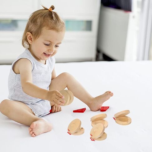 Round Wooden Clappers Wooden Clappers Finger Clip Instruments Classroom DIY Percussion Instruments Suitable for Children and Adults Smooth Texture with No Burrs One Pair in Saudi Arabia