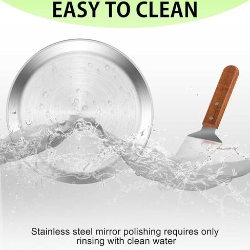 4 PCS Pizza Stand Holder, Black Metal Pizza Pan Display Stands for Buffet Restaurant Home, 4 Pizza Pan and 2 Wood Handle Pie Server in Kuwait