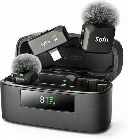 Wireless Lavalier Microphone for iPhone and Android(Lightning & USB-C),Lapel Mini Mic with 3-Level AI Noise Reduction,Wireless Mic with Magnetic Sheet for Video Recording,Vlog,YouTube in Saudi Arabia
