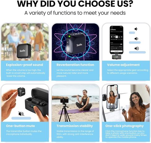 Wireless Lavalier Microphone for iPhone and Android(Lightning & USB-C),Lapel Mini Mic with 3-Level AI Noise Reduction,Wireless Mic with Magnetic Sheet for Video Recording,Vlog,YouTube in Saudi Arabia