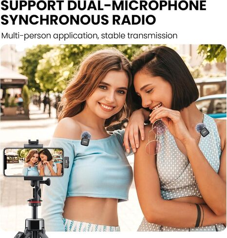 Wireless Lavalier Microphone for iPhone and Android(Lightning & USB-C),Lapel Mini Mic with 3-Level AI Noise Reduction,Wireless Mic with Magnetic Sheet for Video Recording,Vlog,YouTube in Saudi Arabia