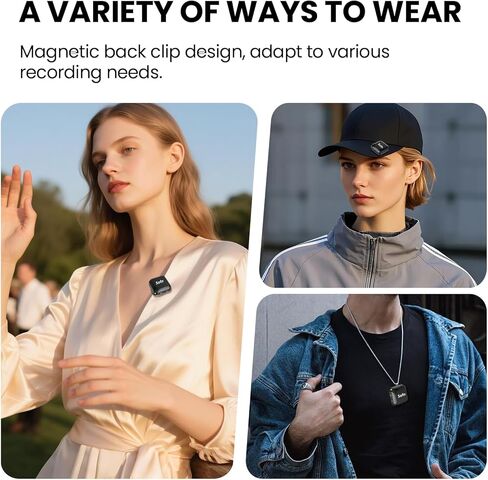 Wireless Lavalier Microphone for iPhone and Android(Lightning & USB-C),Lapel Mini Mic with 3-Level AI Noise Reduction,Wireless Mic with Magnetic Sheet for Video Recording,Vlog,YouTube in Saudi Arabia