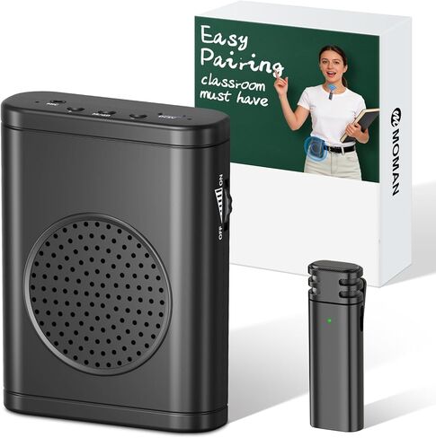 Moman Voice Amplifier for Teachers with Wireless Lavalier Microphone, Zero Whistling, Low Latency, Portable Meagaphone Speaker Mic for Classroom Meeting in Saudi Arabia
