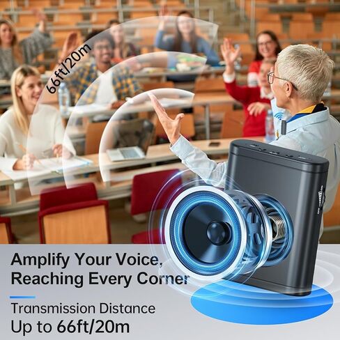 Moman Voice Amplifier for Teachers with Wireless Lavalier Microphone, Zero Whistling, Low Latency, Portable Meagaphone Speaker Mic for Classroom Meeting in Saudi Arabia