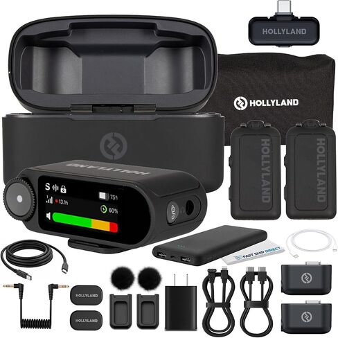 Hollyland Lark MAX 2 Combo Wireless Microphone System Bundle with Cables, 2-Person 2.4GHz Mic Kit for Camera and Phone in Kuwait