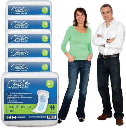 Confidence Incontinence Pads for Seniors, Super Absorbency for Day or Overnight Use, Safe for Sensitive Skin, Cotton Liner, Protects from Incontinence & Bladder Leaks, Case 180 Count by Easy Comforts in Kuwait