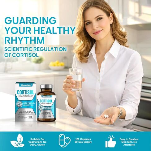 مكملات الكورتيزول للنساء والرجال، مخفض الكورتيزول الطبيعي تمامًا للنساء والرجال - تركيبة أشواغاندا وروديولا الوردية وإل-ثيانين لإدارة التوتر وتوازن الهرمونات وتحسين النوم in Kuwait