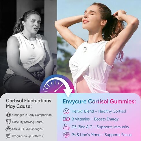 علكات الكورتيزول للنساء والرجال، مكمل مخفض للكورتيزول 19 في 1 مع فيتامينات ب، جليسينات المغنيسيوم، الأشواغاندا، الزعفران، عرف الأسد، ريشي للاسترخاء، التركيز ودعم التوازن، 60 قطعة in Kuwait