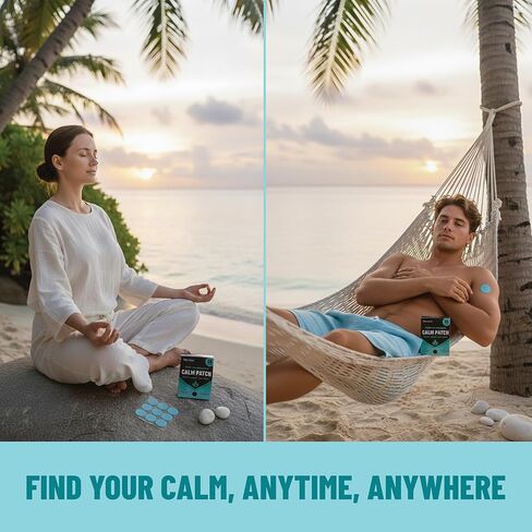 رقعات الهدوء 36 قطعة (أزرق) - الاسترخاء وتخفيف التوتر مع غابا، أشواغاندا، إل-ثيانين، زهرة العاطفة، المغنيسيوم - المزاج العشبي ودعم الهدوء in Kuwait