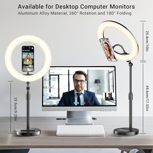 مصباح حلقة الكمبيوتر المحمول لمؤتمرات الفيديو ، 6 '' 'LED Desk Soft Halo Lighting مع حامل الهاتف لمكالمات التكبير ، والبث المباشر ، وكاميرا ويب شاشة الكمبيوتر ، وضوء الدائرة المحمولة مع حامل قابل للتعديل in Kuwait
