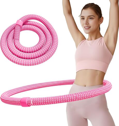 Weighted Soft Spring Hula Hoop for Adults, 3.3 lbs Foldable for Home and Travel, Portable Slimming Fitness Hoop for Weight Loss, Waist-Friendly Design, Upgraded Closed Silent Version in Kuwait