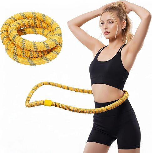 Weighted Soft Spring Hula Hoop for Adults, 3.3 lbs Foldable for Home and Travel, Portable Slimming Fitness Hoop for Weight Loss, Waist-Friendly Design, Upgraded Closed Silent Version in Saudi Arabia