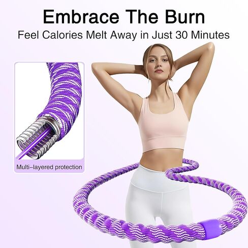 Weighted Soft Spring Hula Hoop for Adults, 3.3 lbs Foldable for Home and Travel, Portable Slimming Fitness Hoop for Weight Loss, Waist-Friendly Design, Upgraded Closed Silent Version in Saudi Arabia