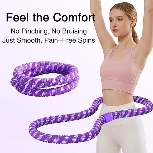 Weighted Soft Spring Hula Hoop for Adults, 3.3 lbs Foldable for Home and Travel, Portable Slimming Fitness Hoop for Weight Loss, Waist-Friendly Design, Upgraded Closed Silent Version in Saudi Arabia