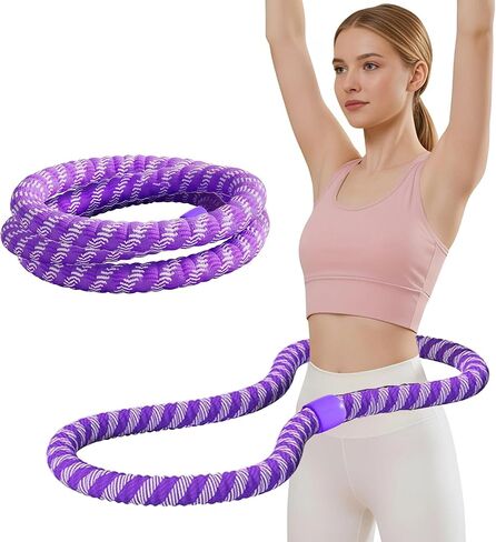 Weighted Soft Spring Hula Hoop for Adults, 3.3 lbs Foldable for Home and Travel, Portable Slimming Fitness Hoop for Weight Loss, Waist-Friendly Design, Upgraded Closed Silent Version in Saudi Arabia