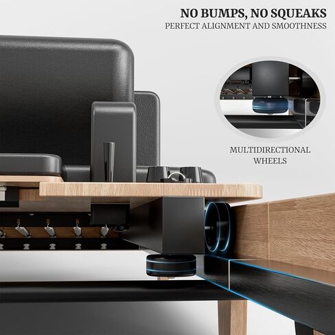 Pilates Reformer 92" Wooden Foldable Reformer Pilates Machine with Springs Pilates Equipment with Jump Board Box 6 Springs for Home Workouts Gym for All Level Users Up to 500 LBS in Kuwait