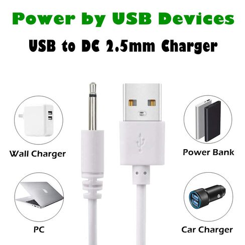 2 Pack 2.7ft Replacement DC Charging Cable, USB to DC 2.5mm Fast Charger Cord Adapter - 2.5mm (This is NOT Barrel Jack) in Kuwait