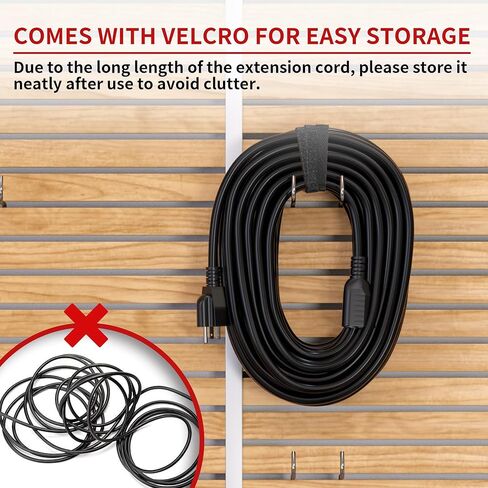 16/3 100 قدم سلك تمديد خارجي مقاوم للماء، مقاوم للطقس ومقاوم للهب أسود 3 سلك طاقة خارجي للحديقة والحديقة، 16AWG 10A 1250W 125V SJTW ETL مدرج in Kuwait