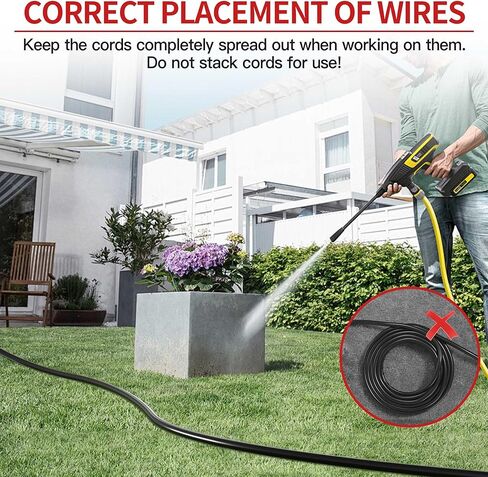 16/3 100 قدم سلك تمديد خارجي مقاوم للماء، مقاوم للطقس ومقاوم للهب أسود 3 سلك طاقة خارجي للحديقة والحديقة، 16AWG 10A 1250W 125V SJTW ETL مدرج in Kuwait