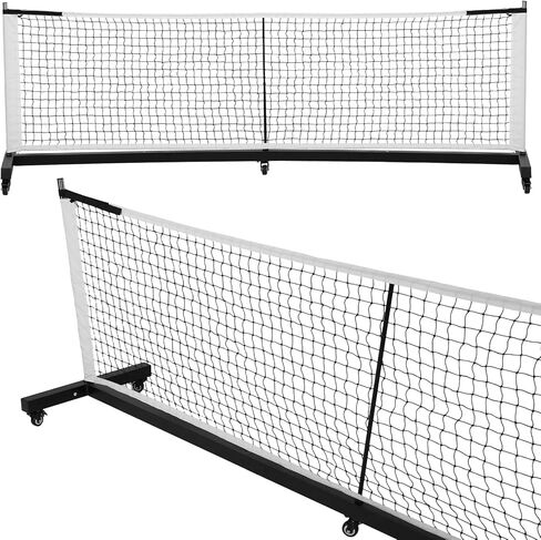 حامل شبكي احترافي للعبة كرة المخلل مع عجلات، حامل شبكي قابل للتعديل، معدات تدريب خفيفة الوزن بطول 22 قدمًا in Kuwait