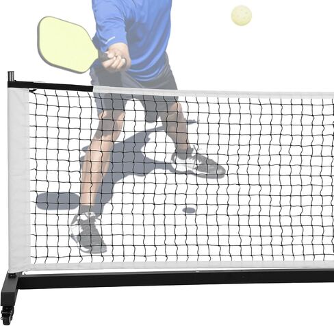 حامل شبكي احترافي للعبة كرة المخلل مع عجلات، حامل شبكي قابل للتعديل، معدات تدريب خفيفة الوزن بطول 22 قدمًا in Kuwait