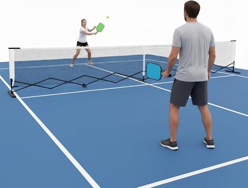 Generic 22FT Retractable Net with Steady Metal Frame Portable Net Set Free Assembly & Carry Bag for Competitive and Recreational Play in Saudi Arabia