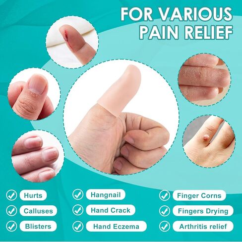 10PCS Fingertip Protector Cots, Silicone Thumb Bandage Finger Cover Cap for Wounds, Gel Finger Support Caps, Reusable Finger Sleeve Guard for Cut, Cracking, Pain Relief - Short, Beige in Kuwait