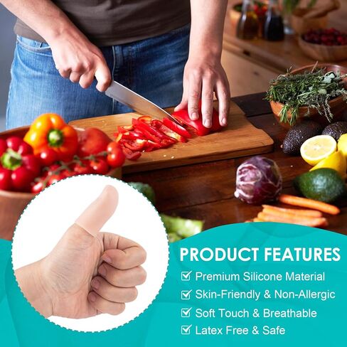 10PCS Fingertip Protector Cots, Silicone Thumb Bandage Finger Cover Cap for Wounds, Gel Finger Support Caps, Reusable Finger Sleeve Guard for Cut, Cracking, Pain Relief - Short, Beige in Kuwait