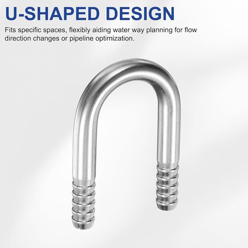 PATIKIL 3/8" (10mm) x 3/8" (10mm) Hose Barb Fittings, 1 Pcs 304 Stainless Steel U Shaped Joint Connector Barbed Fitting Metal Splicer in Saudi Arabia