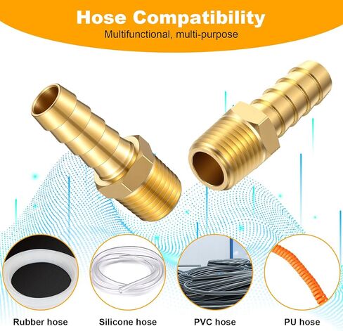 2 Pack 1/4 Npt To 3/8 Barb, Brass Air Hose Barb Fittings Adapter 3/8 Air Hose Repair Kit Connectors in Saudi Arabia
