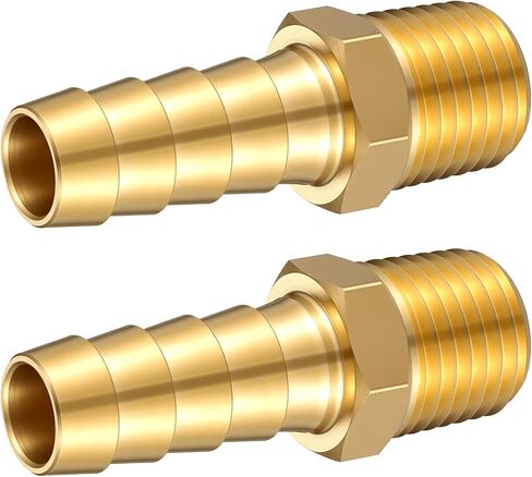 2 Pack 1/4 Npt To 3/8 Barb, Brass Air Hose Barb Fittings Adapter 3/8 Air Hose Repair Kit Connectors in Saudi Arabia