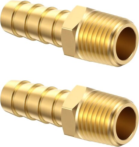 2 Pack 1/4 Npt To 3/8 Barb, Brass Air Hose Barb Fittings Adapter 3/8 Air Hose Repair Kit Connectors in Saudi Arabia