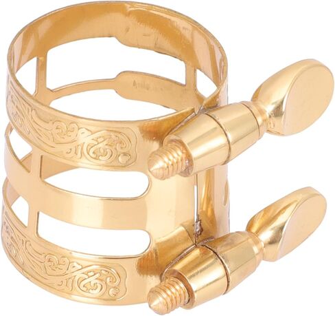 Alto Saxophone Ligature Clip Metal Reed Holder Adjustable Saxophone Clip Wind Instrument Accessory with Embossed Design for Alto Sax Mouthpiece in Kuwait