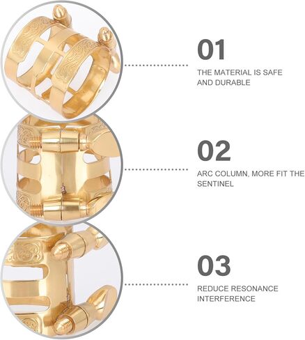 Alto Saxophone Ligature Clip Metal Reed Holder Adjustable Saxophone Clip Wind Instrument Accessory with Embossed Design for Alto Sax Mouthpiece in Kuwait