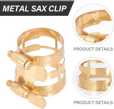 Alto Saxophone Ligature Clip Metal Reed Holder Adjustable Saxophone Clip Wind Instrument Accessory with Embossed Design for Alto Sax Mouthpiece in Kuwait