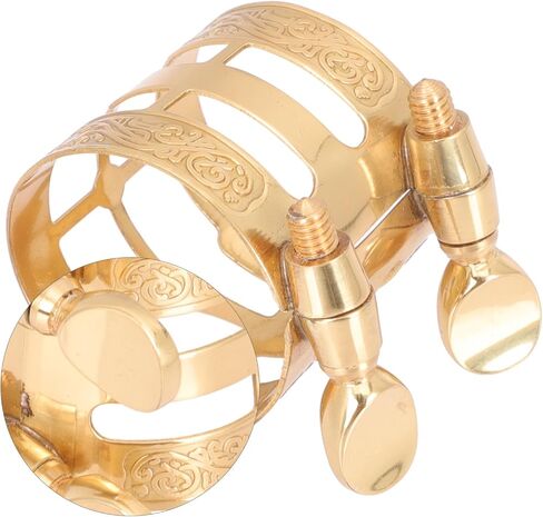 Alto Saxophone Ligature Clip Metal Reed Holder Adjustable Saxophone Clip Wind Instrument Accessory with Embossed Design for Alto Sax Mouthpiece in Kuwait