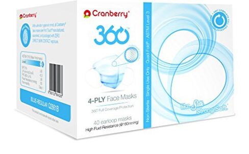 Cranberry Q2863K 360 Earloop Face Mask Level 3, Black, Regular (Pack of 40) in Saudi Arabia
