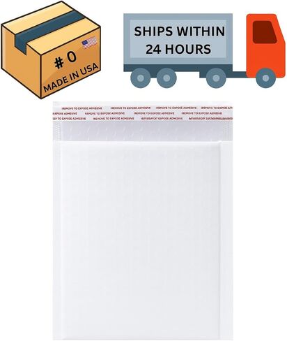 100-Pack #0 Bubble Mailers – 6x10" | Made in USA | Recyclable in Saudi Arabia