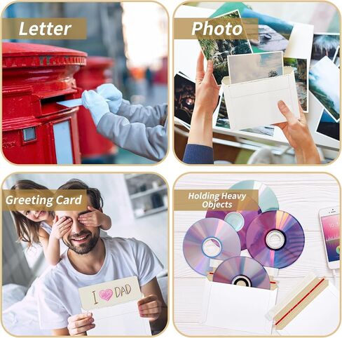 500 قطعة من رسائل البريد الصلبة مقاس 6.5 × 4.5 بوصة مع أظرف شحن لبطاقات الشحن من الورق المقوى الأبيض ذاتية اللصق تبقى مسطحة لصورة ورق المستندات المضغوطة in Kuwait