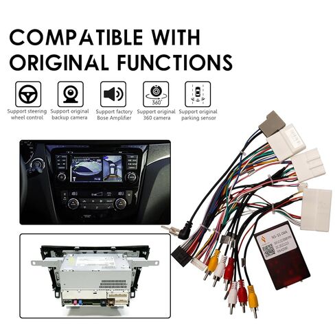 Car Radio Wiring Harness for Nissan Rogue, Altima 13-18, Qashqai X-Trail Frontier Sentra 14-18, 16 PIN Stereo Wire Cable Fit Aftermarket Android Head Unit, Retain SWC, Backup Camera, Bose AMP in Kuwait
