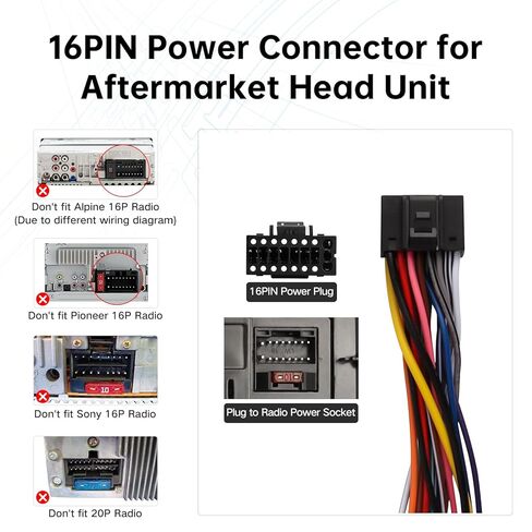 Car Radio Wiring Harness for Nissan Rogue, Altima 13-18, Qashqai X-Trail Frontier Sentra 14-18, 16 PIN Stereo Wire Cable Fit Aftermarket Android Head Unit, Retain SWC, Backup Camera, Bose AMP in Kuwait