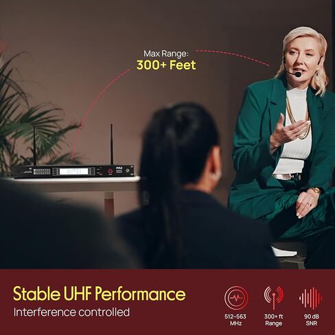 Pyle Wireless Microphone System | Includes 8 Lavalier and 8 Headset Mics with 300 ft Range | 8-Channel UHF Mic Kit with 100 Selectable Frequencies & Clear Audio | for Conferences, Meetings, & Events in Saudi Arabia