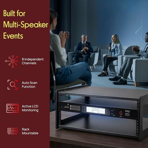 Pyle Wireless Microphone System | Includes 8 Lavalier and 8 Headset Mics with 300 ft Range | 8-Channel UHF Mic Kit with 100 Selectable Frequencies & Clear Audio | for Conferences, Meetings, & Events in Saudi Arabia
