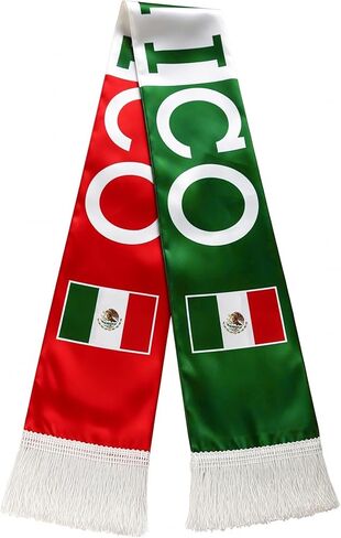 Mexico Soccer Scarf Mexican Flag Satin Fan Scarf Red White Green 5.5 x 53 Inch (14 x 135 cm) Football Supporter Accessory Stadium Game Day Tailgate Watch Party Mexico Fan Gear in Kuwait