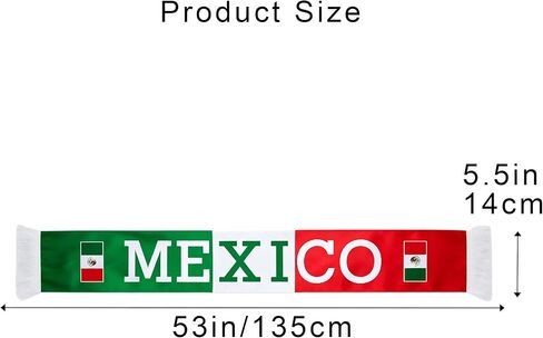 Mexico Soccer Scarf Mexican Flag Satin Fan Scarf Red White Green 5.5 x 53 Inch (14 x 135 cm) Football Supporter Accessory Stadium Game Day Tailgate Watch Party Mexico Fan Gear in Kuwait
