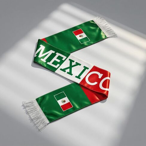 Mexico Soccer Scarf Mexican Flag Satin Fan Scarf Red White Green 5.5 x 53 Inch (14 x 135 cm) Football Supporter Accessory Stadium Game Day Tailgate Watch Party Mexico Fan Gear in Kuwait