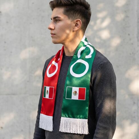 Mexico Soccer Scarf Mexican Flag Satin Fan Scarf Red White Green 5.5 x 53 Inch (14 x 135 cm) Football Supporter Accessory Stadium Game Day Tailgate Watch Party Mexico Fan Gear in Kuwait