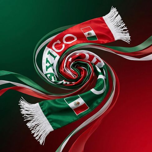Mexico Soccer Scarf Mexican Flag Satin Fan Scarf Red White Green 5.5 x 53 Inch (14 x 135 cm) Football Supporter Accessory Stadium Game Day Tailgate Watch Party Mexico Fan Gear in Kuwait