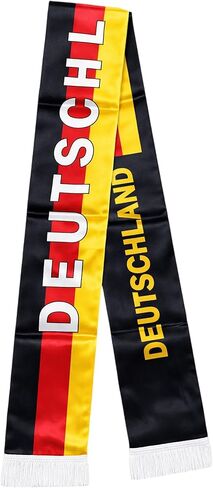 Germany Soccer Scarf German Flag Satin Fan Scarf Black Red Yellow 5.5 x 53 Inch (14 x 135 cm) DEUTSCHLAND Football Supporter Accessory Stadium Game Day Tailgate Watch Party Germany Fan Gear in Kuwait