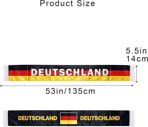 Germany Soccer Scarf German Flag Satin Fan Scarf Black Red Yellow 5.5 x 53 Inch (14 x 135 cm) DEUTSCHLAND Football Supporter Accessory Stadium Game Day Tailgate Watch Party Germany Fan Gear in Kuwait